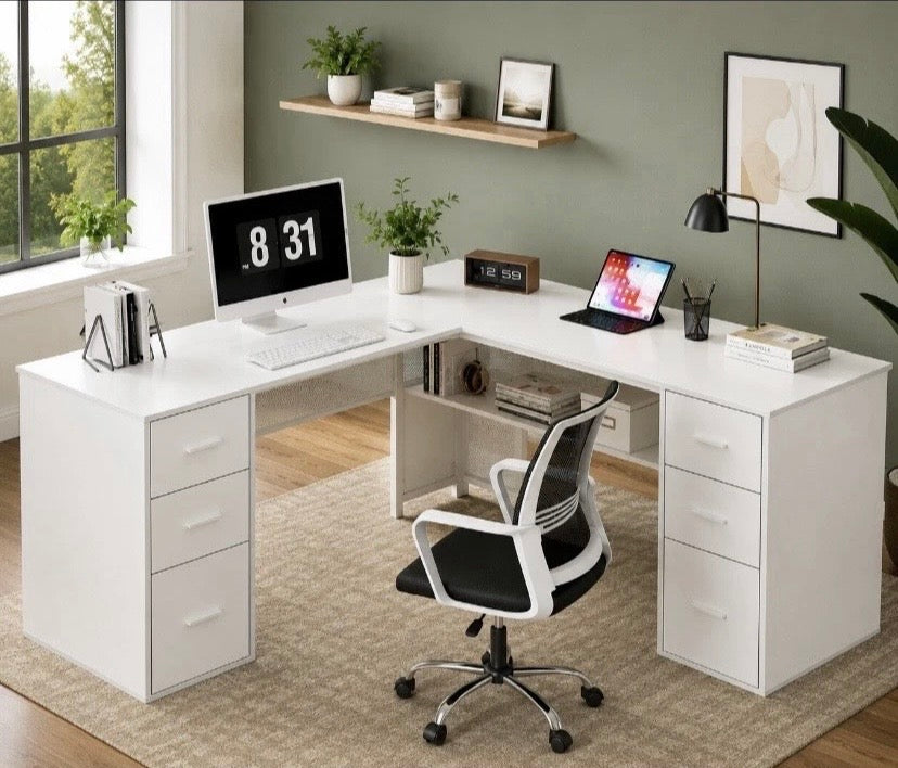Transform Your Home Office with Our New White Reversible L-Shaped Corner Desk