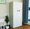 Heavy Duty Steel Storage Cabinet Tall 2 Door Locker Secure White Office