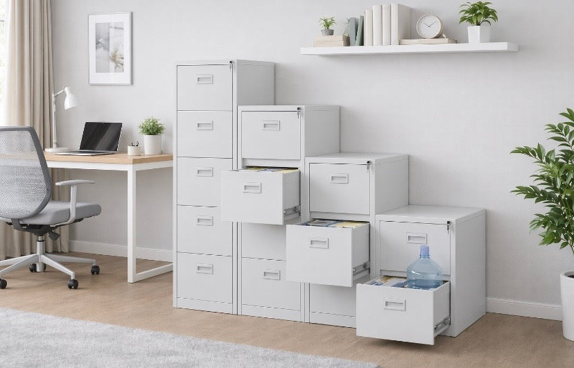 Light Grey 2 Drawer Home Office Filing Cabinet with Lockable Drawers For Storage