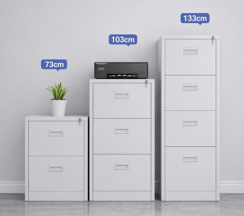 Light Grey 2 Drawer Home Office Filing Cabinet with Lockable Drawers For Storage