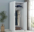 Metal Wardrobe Storage Cabinet Hanging Rail Shelf Office Locker white UK