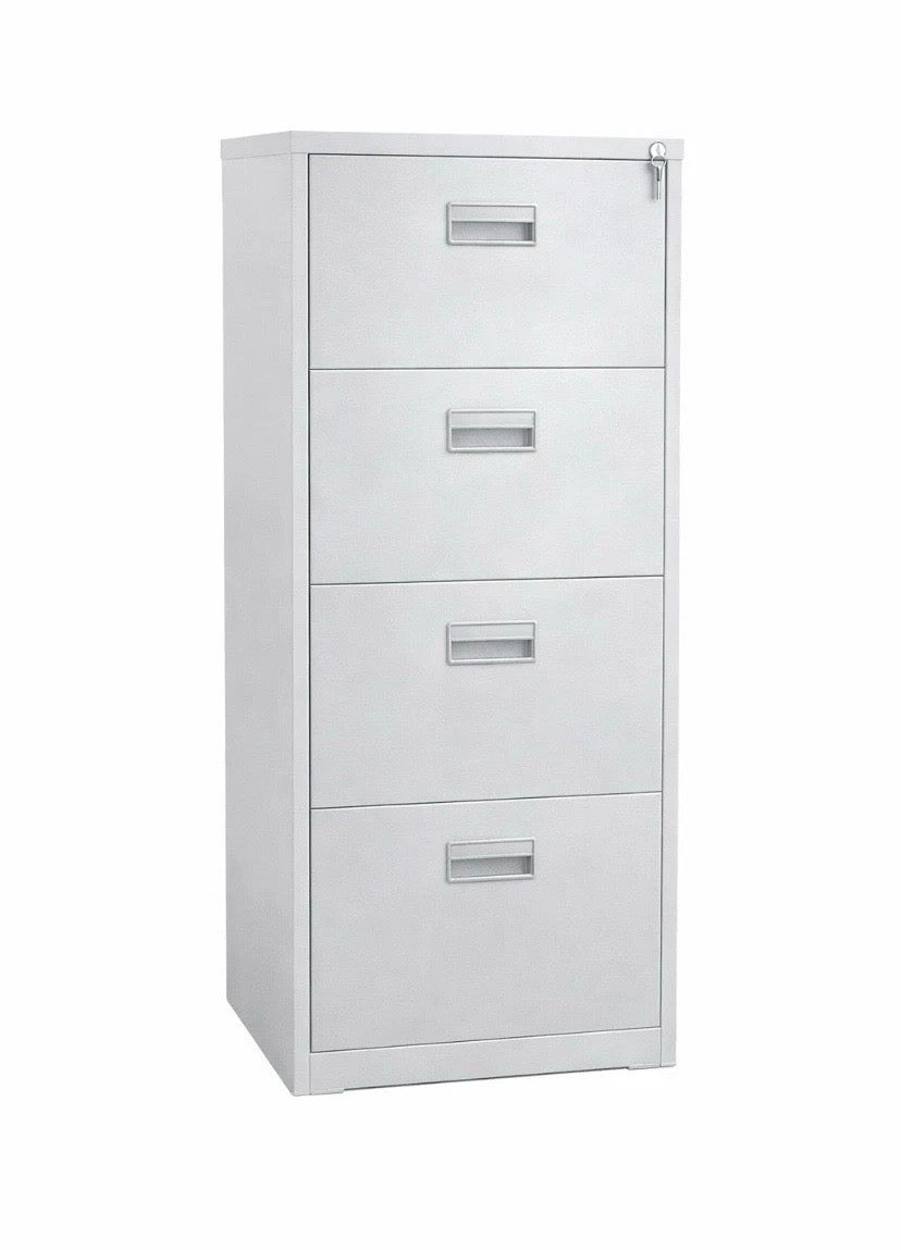 Light Grey Steel Home Office Filing Cabinet with 4 Drawers and Lockable Keys