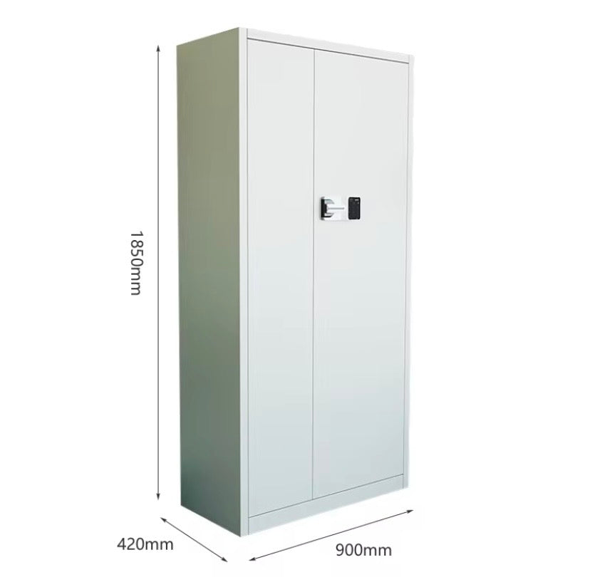 Heavy Duty Steel Storage Cabinet Tall 2 Door Locker Secure White Office