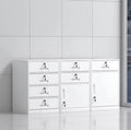 White Metal Filing Cabinet Drawer & Cupboard Lockable Office Storage Unit