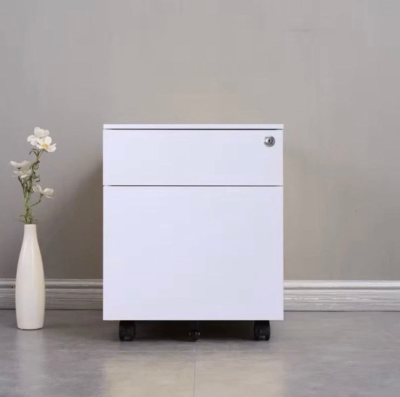 White Mobile Pedestal Filing Cabinet Under Desk Lockable Office Drawer Unit