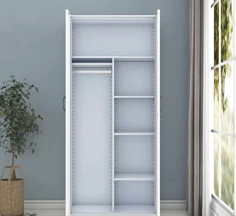 Metal Wardrobe Storage Cabinet Hanging Rail Shelf Office Locker white UK