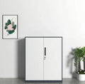 Lockable White/ Grey Storage Cabinet 2 Door Office Filing Cupboard with Shelf