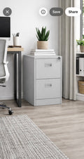 Light Grey 2 Drawer Home Office Filing Cabinet with Lockable Drawers For Storage
