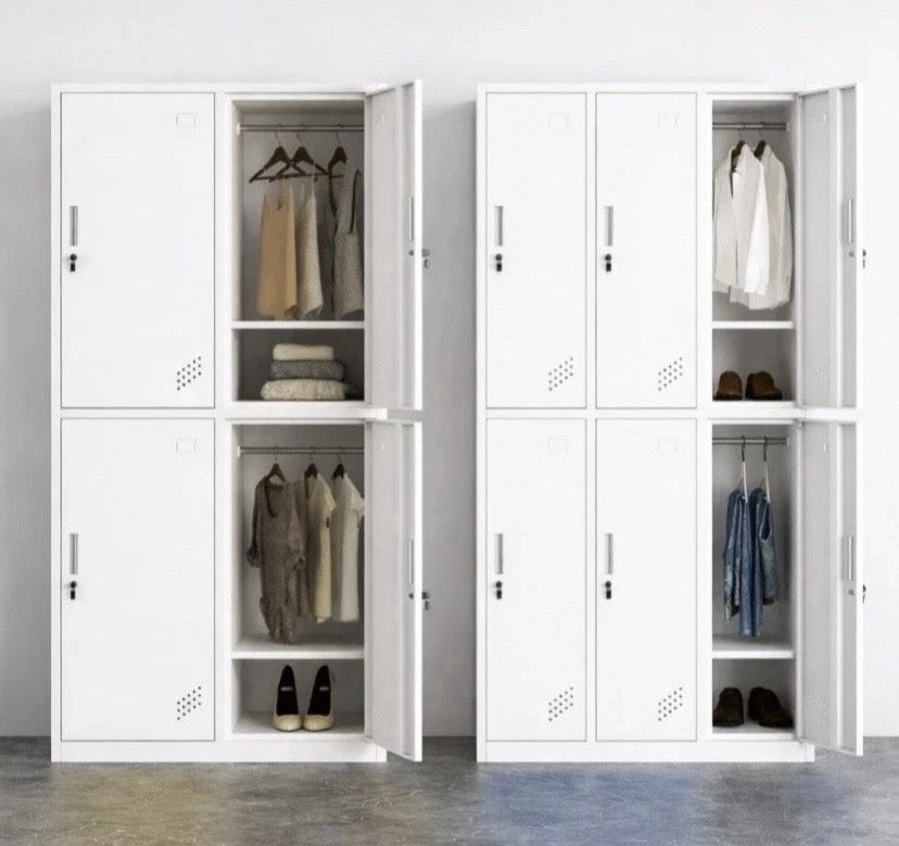 White Steel Locker Cabinet 6 Door Storage Gym Office Changing Room Unit