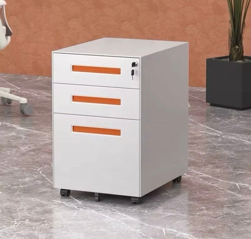 White 3 Drawer Mobile Filing Cabinet Lockable Under Desk Office Pedestal Unit