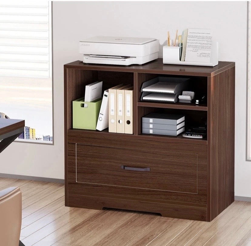 Home Office Wooden Storage Cabinet with Drawers and Shelves