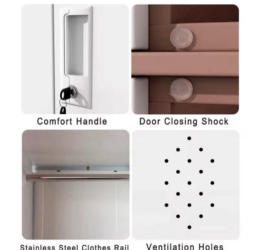5 Door Steel Locker White Metal Storage Cabinet Staff Gym Office Lockable Keys