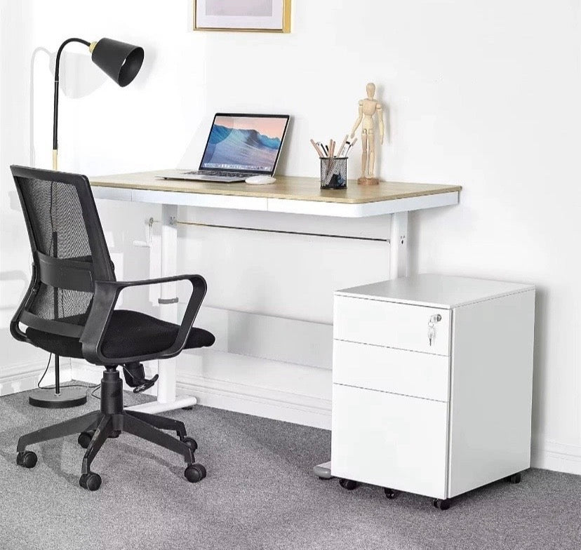 3 Drawer Mobile Filing Cabinet Lockable Steel Under Desk Storage White UK