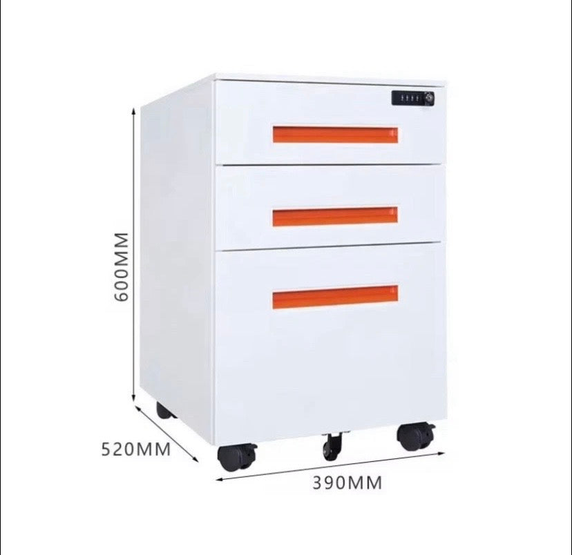 White 3 Drawer Mobile Filing Cabinet Lockable Under Desk Office Pedestal Unit