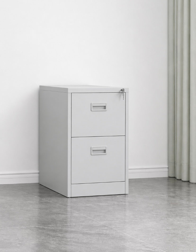Light Grey 2 Drawer Home Office Filing Cabinet with Lockable Drawers For Storage