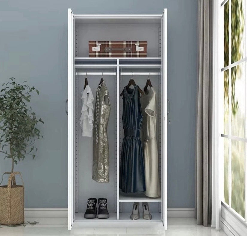 Metal Wardrobe Storage Cabinet Hanging Rail Shelf Office Locker white UK