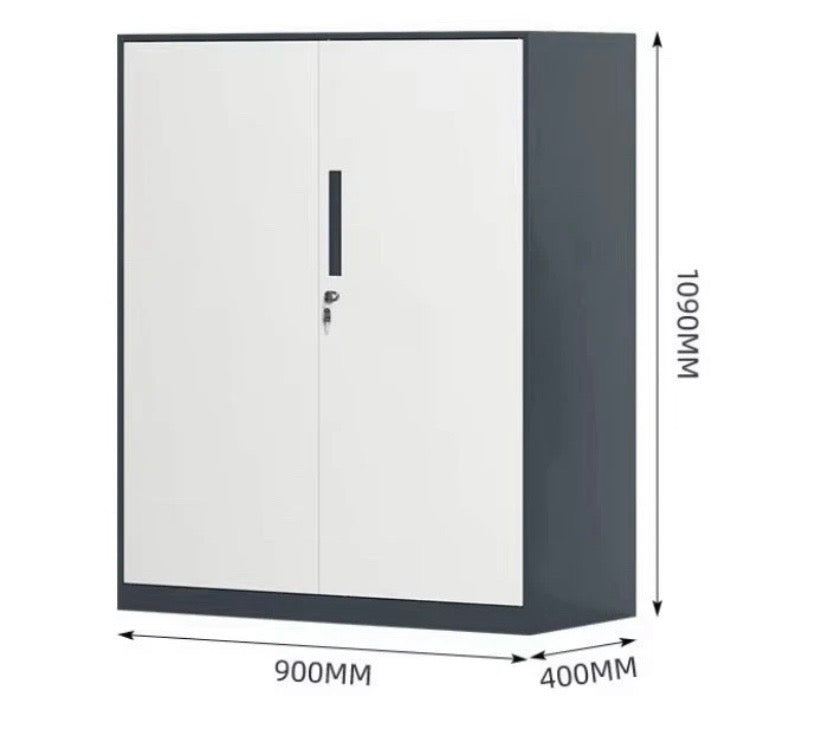 Lockable White/ Grey Storage Cabinet 2 Door Office Filing Cupboard with Shelf