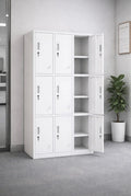 9 Door White Steel Storage Lockers For Office School Gym Lockable Compartments