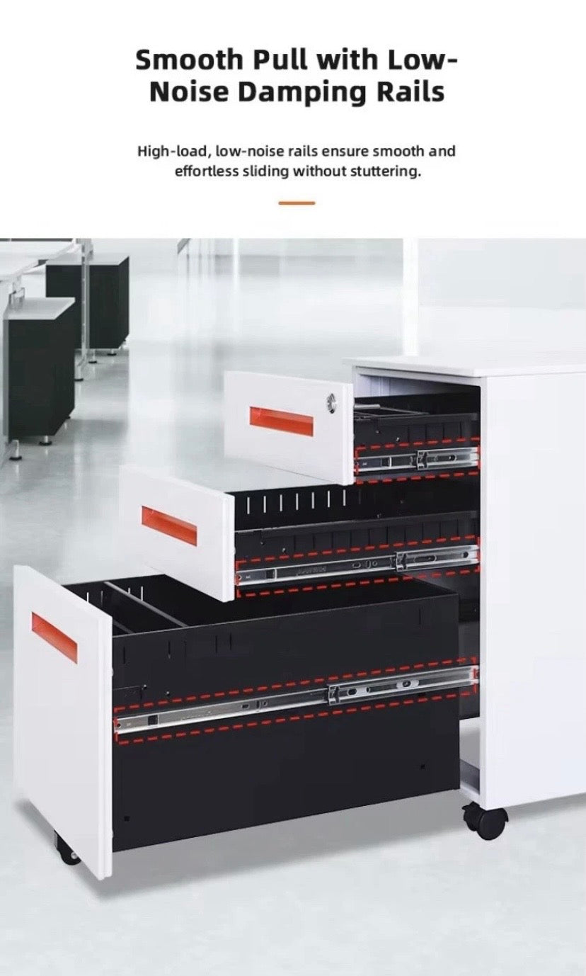 White 3 Drawer Mobile Filing Cabinet Lockable Under Desk Office Pedestal Unit