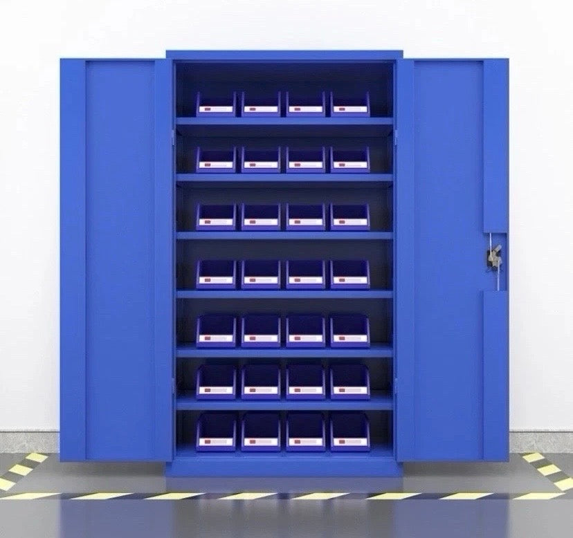 Blue Metal Storage Cabinet Shelf Garage Tool Cupboard Lockable Heavy Duty