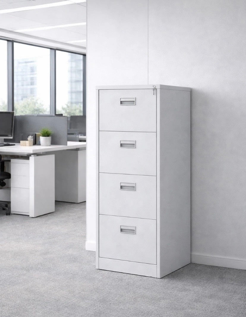 Light Grey Steel Home Office Filing Cabinet with 4 Drawers and Lockable Keys