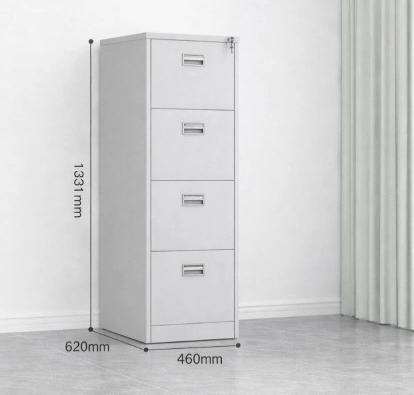 Light Grey Steel Home Office Filing Cabinet with 4 Drawers and Lockable Keys