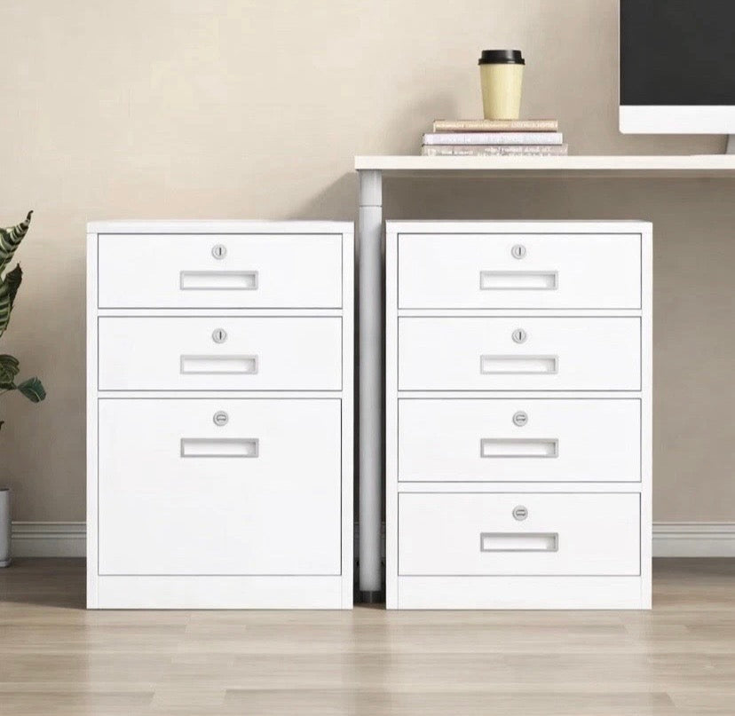 FULLY ASSEMBLED white Metal Filing Cabinet 2 Drawer Office Storage Lockable Unit
