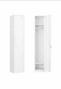 Steel Wardrobe Locker Cabinet Lockable Hanging Rail Shelf Storage White UK