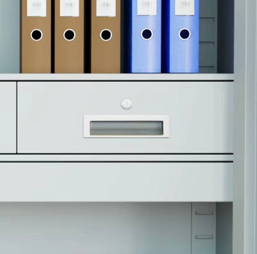 Heavy Duty Steel Storage Cabinet Tall 2 Door Locker Secure White Office
