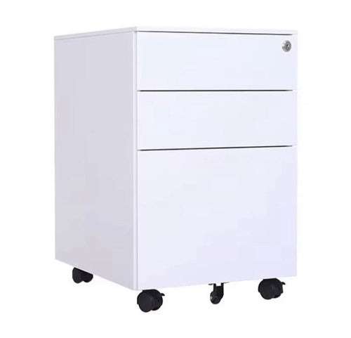 3 Drawer Mobile Filing Cabinet Lockable Steel Under Desk Storage White UK