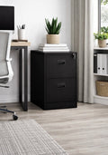 Black 2 Drawer Home Office Steel Filing Cabinet with Lockable Storage Cupboard