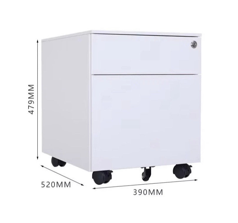 White Mobile Pedestal Filing Cabinet Under Desk Lockable Office Drawer Unit