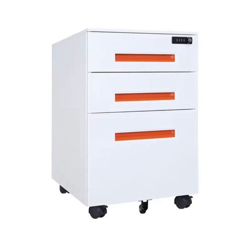 White 3 Drawer Mobile Filing Cabinet Lockable Under Desk Office Pedestal Unit