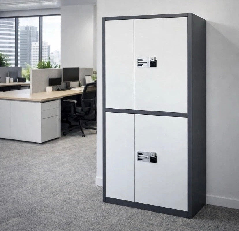 Heavy Duty Steel Office Locker 2 Door Secure Cabinet Digital Lock White