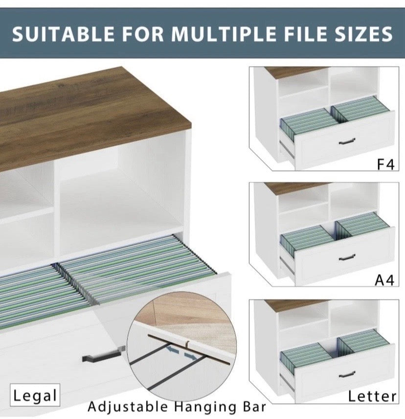 Oak Effect White Computer Desk Storage Drawer for Home Office and Workstation