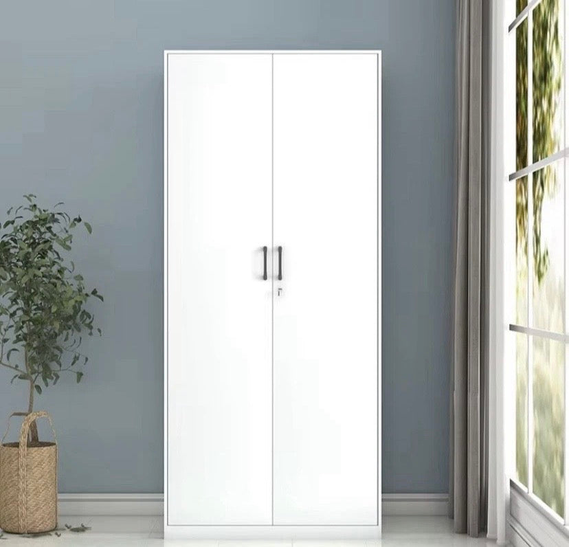 Metal Wardrobe Storage Cabinet Hanging Rail Shelf Office Locker white UK