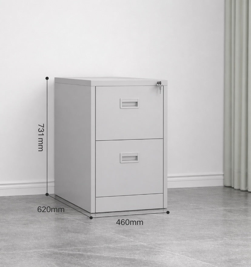Light Grey 2 Drawer Home Office Filing Cabinet with Lockable Drawers For Storage