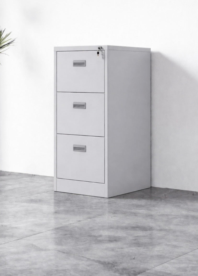 Light Grey 3 Drawer Home Office Steel Filing Cabinet With Lockable Storage