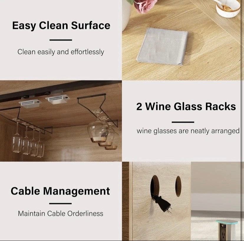 Light Wood Dining Table with Storage Cabinet Extendable