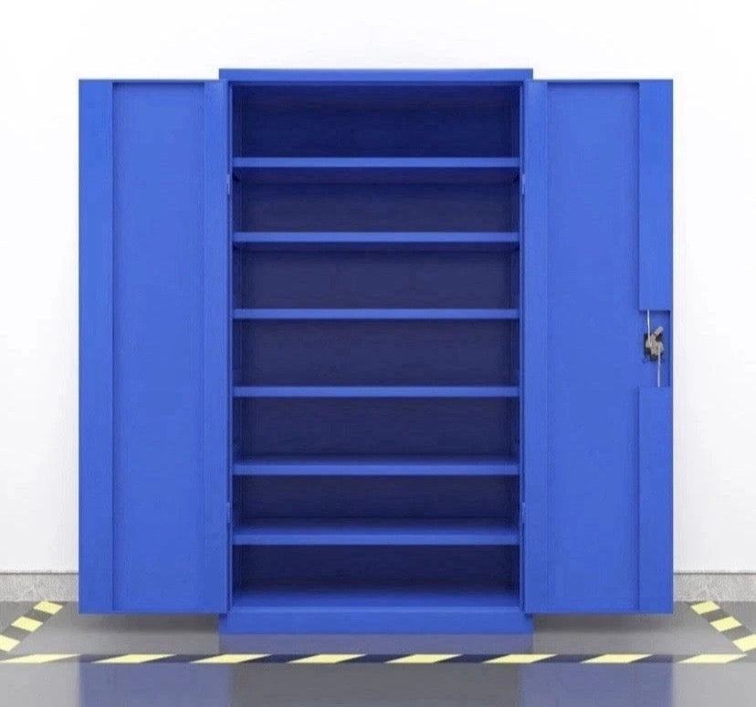 Blue Metal Storage Cabinet Shelf Garage Tool Cupboard Lockable Heavy Duty