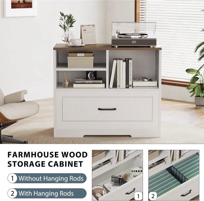 Oak Effect White Computer Desk Storage Drawer for Home Office and Workstation
