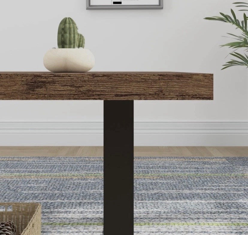 Rustic Industrial Coffee Table Wood Effect Top Metal Frame Living Room 120cm