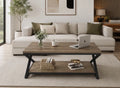 Industrial Coffee Table Oak Effect Wood Metal Frame 2 Tier Storage Shelf