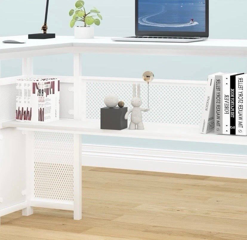 White Reversible L-Shaped Corner Desk 3 Drawer Home Office Workstation 150cm