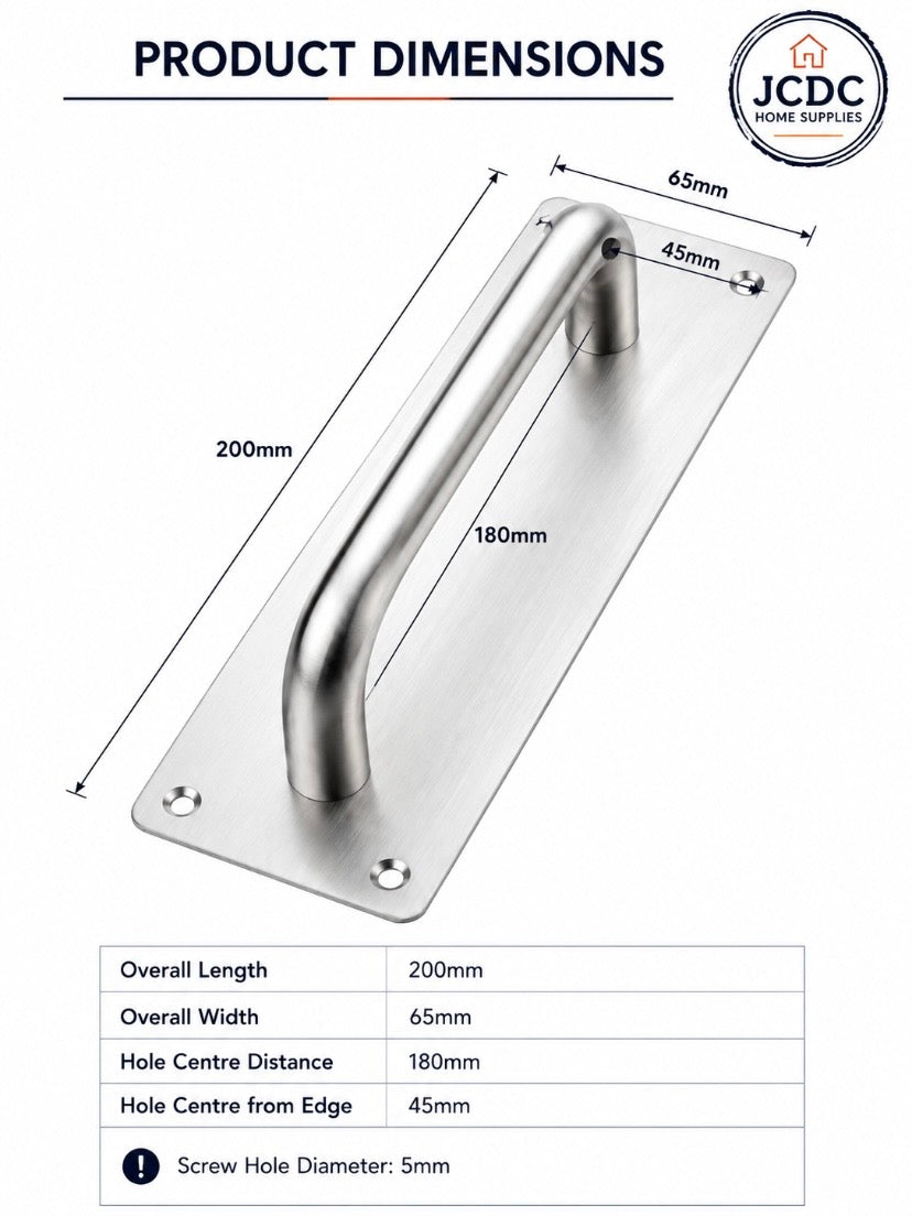 200mm Brushed Silver Pull Handle for Doors and Gates
